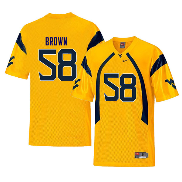 Men #58 Joe Brown West Virginia Mountaineers Throwback College Football Jerseys Sale-Yellow - Click Image to Close